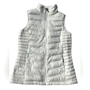 Eastern Mountain Sports White Goose Down Full Zip Puffer Vest + Drawstring, M